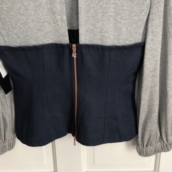 Tibi "Hessian" combo top featuring woven bustier - Picture 5 of 8